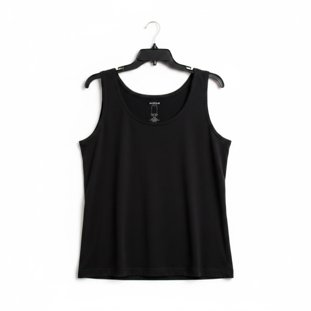 Avenue Picot Trim Scoop Neck Tank Top Classic Fit
